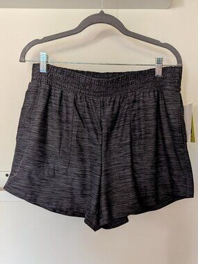 NWT All in Motion Gray Grey Black Spacedye Running Athletic Shorts Women's S